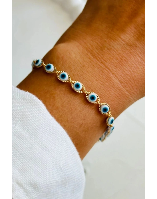 Özel Seri 14 K Xuping Nazar Boncuğu Tasarım Kadın Çelik Bileklik