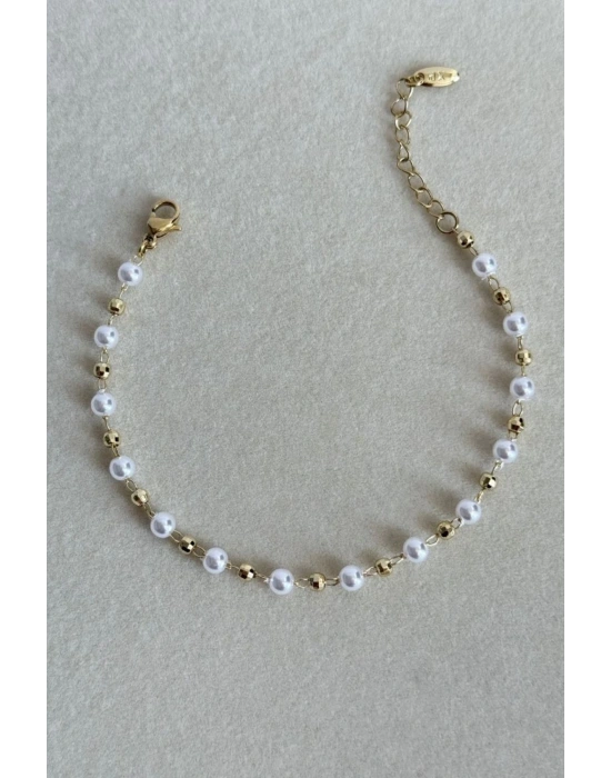 Özel Seri 14K İncili Dorika Toplu Kadın Çelik Bileklik