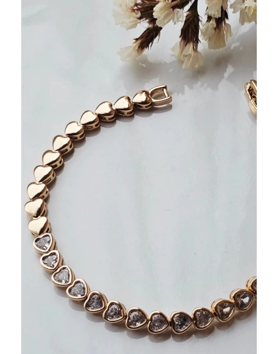 Özel Seri Su Yolu Kalp Tasarım Rose Renk Xuping Kadın Çelik Bileklik