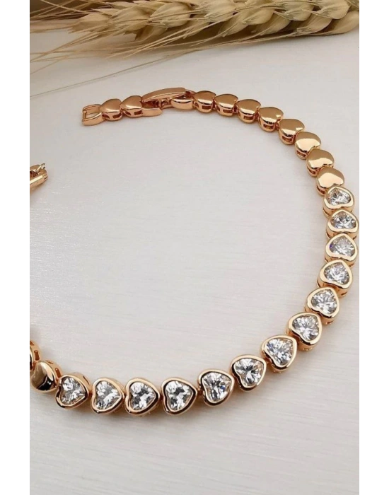 Özel Seri Su Yolu Kalp Tasarım Rose Renk Xuping Kadın Çelik Bileklik