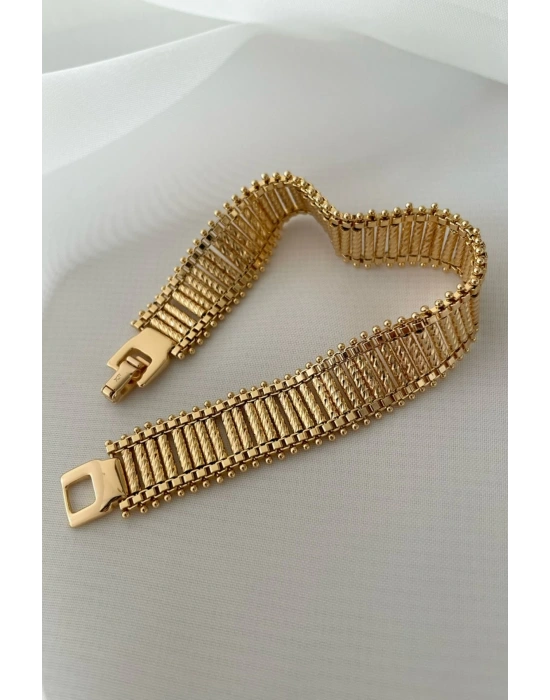 Özel Seri Tırtıklı Silindir Tasarım 14K Xuping Kadın Çelik Bileklik