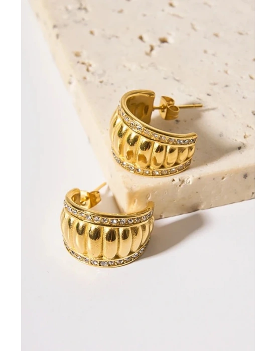 Premıum Seri Lydıa Bombe Tasarım Kadın Çelik Küpe