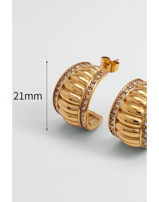 Premıum Seri Lydıa Bombe Tasarım Kadın Çelik Küpe