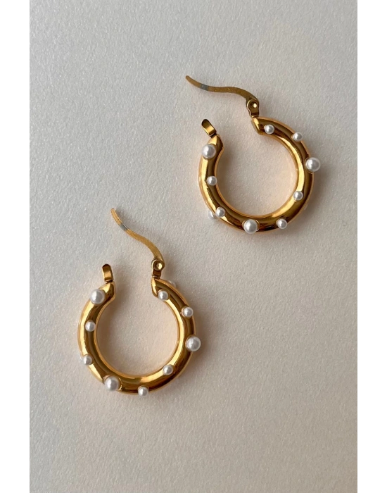 Özel Seri Pearl Hoop Glow Halka Tasarım Kadın Çelik Küpe