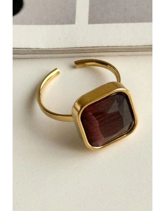 Aurum Brown Tasarım Ayarlanabilir Kadın Çelik Yüzük