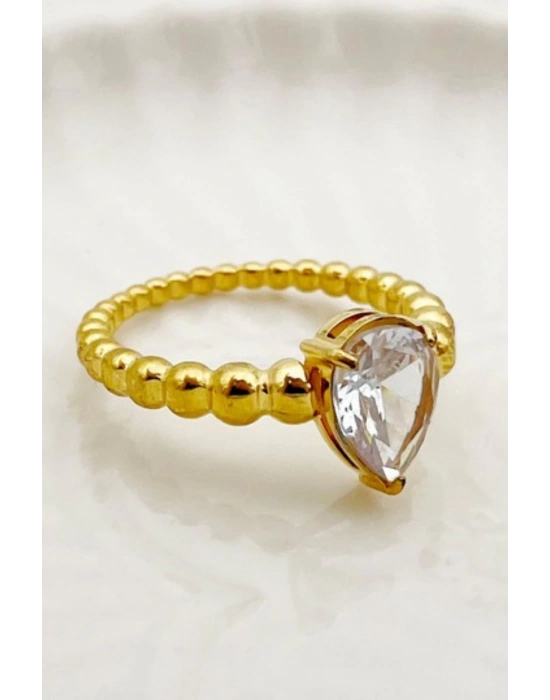 Premıum Seri Damla Taş Kadın Numaralı Çelik Yüzük