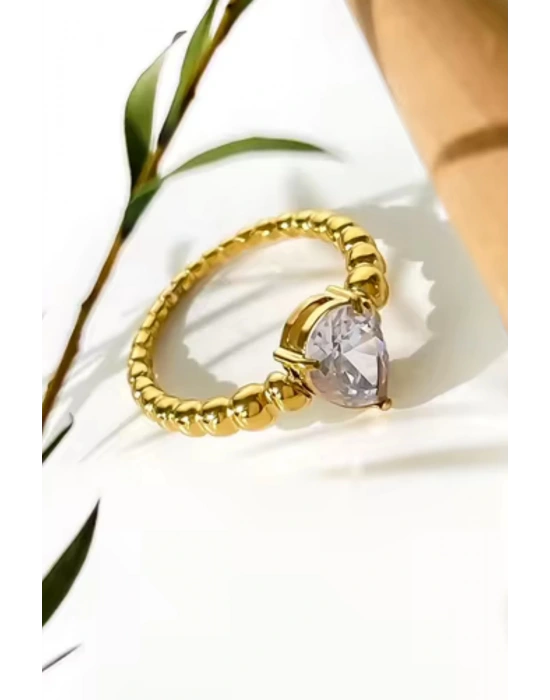 Premıum Seri Damla Taş Kadın Numaralı Çelik Yüzük