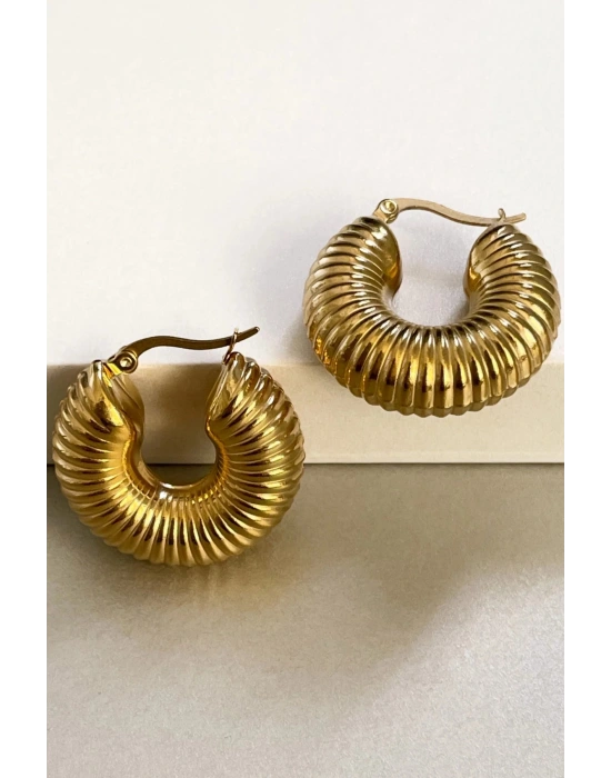 Özel Seri Bold Wave Tasarım Salyangoz Model Kadın Çelik Küpe