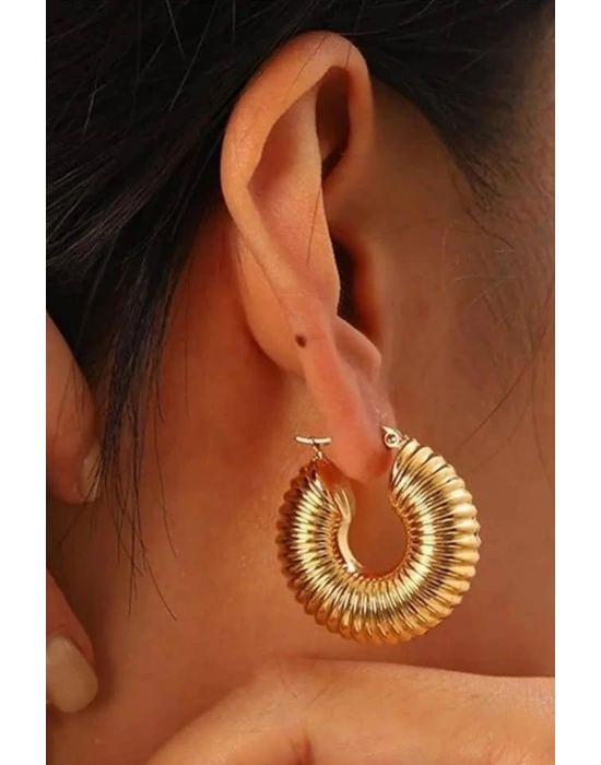 Özel Seri Bold Wave Tasarım Salyangoz Model Kadın Çelik Küpe