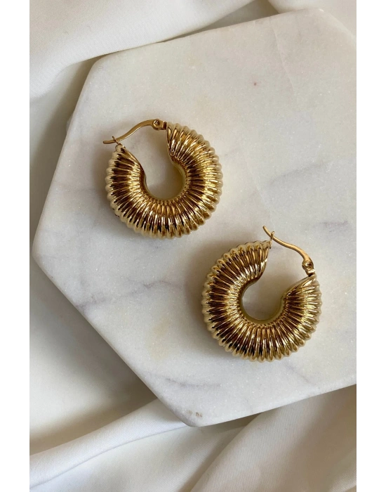 Özel Seri Bold Wave Tasarım Salyangoz Model Kadın Çelik Küpe