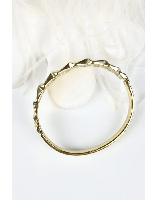 Özel Seri Twist Gold Tasarım Kırışık Asimetrik Kadın Çelik Kelepçe