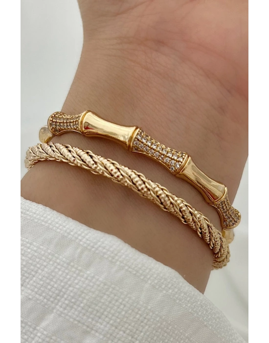 Özel Seri Bone Luxe Tasarım Zirkon Taşlı Kemik Model Kadın Çelik Kelepçe