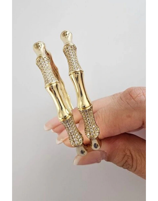 Özel Seri Bone Luxe Tasarım Zirkon Taşlı Kemik Model Kadın Çelik Kelepçe