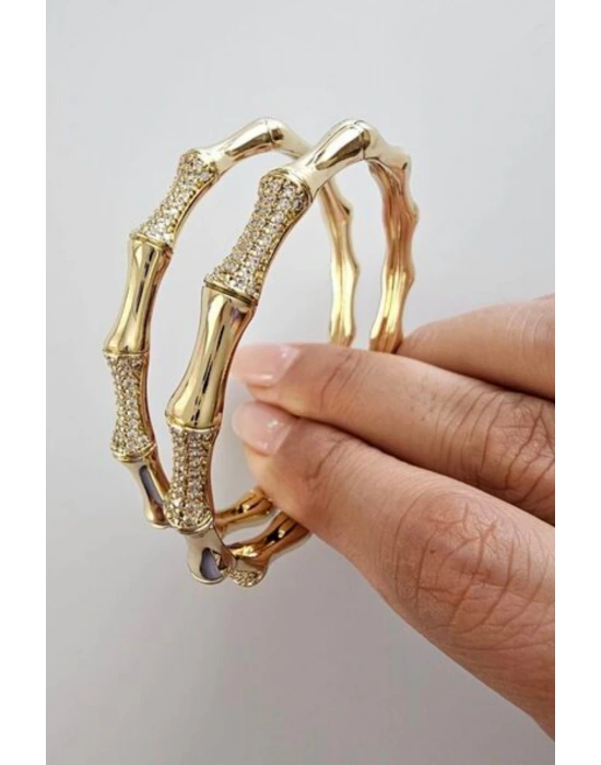 Özel Seri Bone Luxe Tasarım Zirkon Taşlı Kemik Model Kadın Çelik Kelepçe