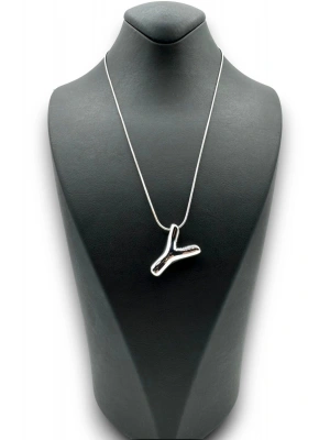 Yeni Sezon İthal Seri Balon Tasarım Gümüş Renk Y Harfi 45 Cm Çelik Kadın Kolye