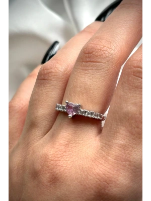 Minimalist Kalp Pembe Zirkon Taşlı Pandora Model Ayarlanabilir Tasarım Kadın Yüzük