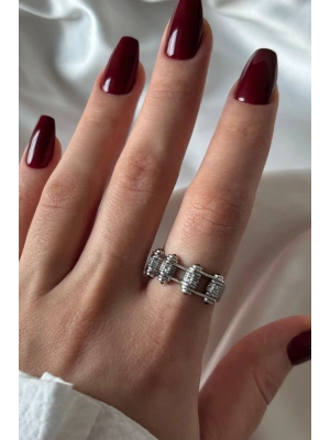 Premium Seri Ünlü Model Zincir Halkası Tasarım Ayarlanabilir Kadın Yüzük