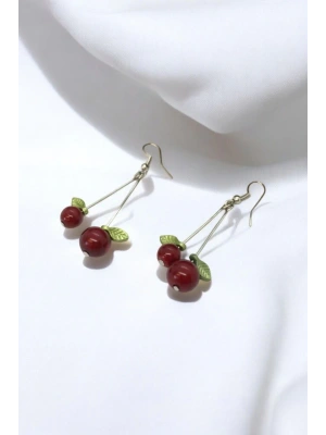 Özel Seri Kiraz Model Tasarım Kadın Bijuteri Küpe