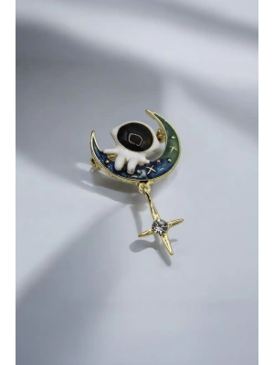 Premium Seri Astronot Galaksi Tasarım Unisex Broş