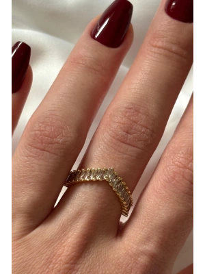 Yeni Sezon V Model Baget Zirkon Taşlı Ayarlanabilir Kadın Yüzük