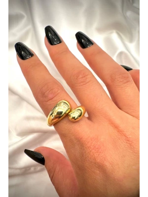 Özel Seri İthal Cilalı Damla Model Bombe Tasarım Ayarlanabilir Kadın Yüzük