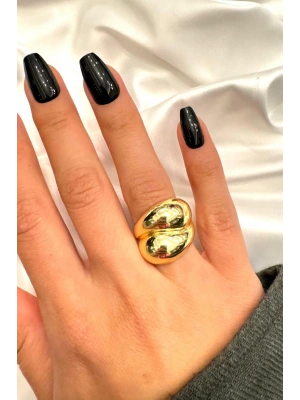 Özel Seri İthal Cilalı İkili Kalın Damla Sarmal Model Bombe Tasarım Ayarlanabilir Kadın Yüzük