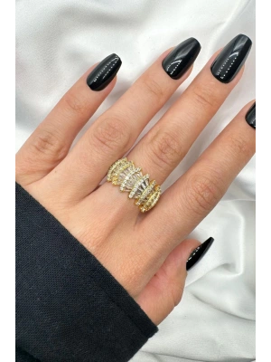 Yeni Sezon Trapez Taşlı Tasarım Model Ayarlanabilir Kadın Çelik Yüzük