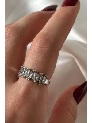 Yeni Sezon Baget Yarım Tur Çapraz Zirkon Taşlı Tasarım Ayarlanabilir Kadın Yüzük