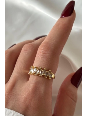 Yeni Sezon Baget Yarım Tur Çapraz Zirkon Taşlı Tasarım Ayarlanabilir Kadın Yüzük