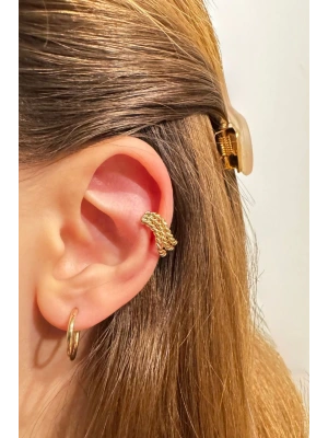 Özel Seri 3lü Burgulu Halka Model Tasarım Çelik Kıkırdak Küpe