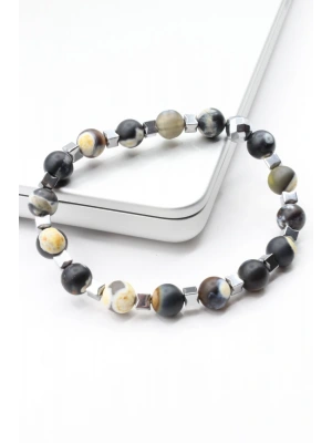 Yeni Sezon Doğal Akik Taşı Kare Hematit Kombin Taşlı Erkek Bileklik