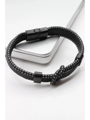 Özel Seri Düğüm Model Manyetik Kilitli Hakiki Deri Erkek Bileklik