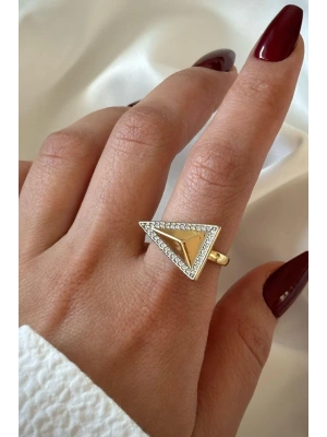 VIP %100 İthal Pyramid Tasarım Ayarlanabilir Kararmaz Garantili Kadın Çelik Yüzük