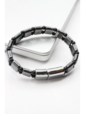 Premium Seri Kare Model Doğal Hematit Taşı Manyetik Kilitli Erkek Bileklik