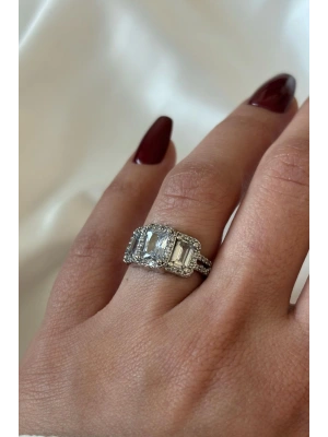 Premium Seri 3lü Baget Taşlı Ayarlanabilir Kadın Yüzük