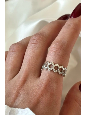 Wave Tasarım Zirkon Taşlı Ayarlanabilir Kadın Yüzük