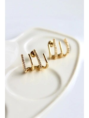 Tek Delik Çoklu Görünüm Renk Atmaz Kadın Çelik Küpe