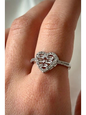 Premium Seri Heart Layer Model Baget Taşlı Kalp Tasarım Ayarlanabilir Kadın Yüzük