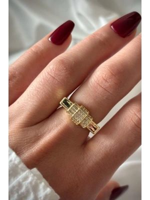 Premium Seri Punch Model Zirkon Taşlı Tasarım Ayarlanabilir Kadın Yüzük