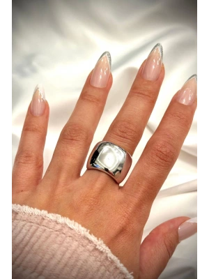 Özel Seri İthal Cilalı Kalın Ayna Model Bombe Tasarım Ayarlanabilir Kadın Yüzük