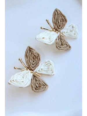 Yeni Sezon Hasır Kelebek Tasarım Yazlık Hafif Kadın Küpe