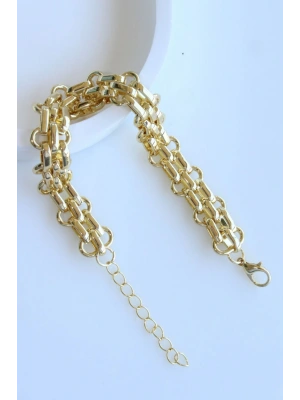 Premium Seri Çift Sıra Chainy Tasarım Kararmaz Renk Atmaz Kadın Çelik Bileklik