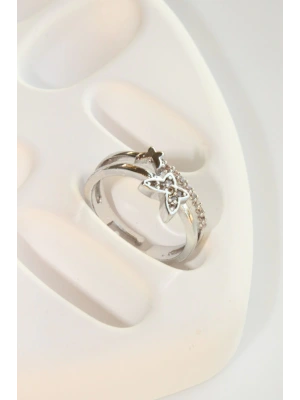 Özel Tasarım Kelebek Model İkili İnce Yarım Tur Zirkon Taşlı Ayarlanabilir Kadın Yüzük