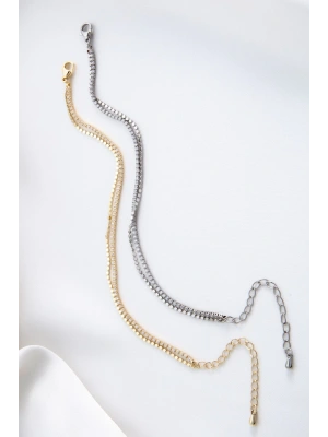 Yeni Sezon Çift Sıra Ezme Zincirli Su Yolu Renk Atmaz Kararmaz Garantili Kadın Çelik Bileklik