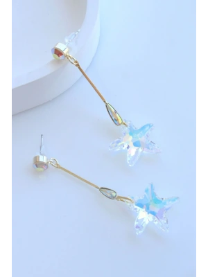 VIP Seri Sallantılı Zirkon Taşlı Yıldız Tasarım Kadın Küpe