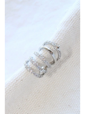 Çoklu Görünüm Zirkon Taşlı Minik Yıldızlı Model Earcuff Kıkırdak Küpe