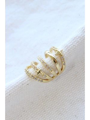 Çoklu Görünüm Zirkon Taşlı Minik Yıldızlı Model Earcuff Kıkırdak Küpe