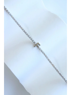 İthal Seri F Harfi Su Yolu Kadın Çelik Bileklik Kararmaz Renk Atmaz