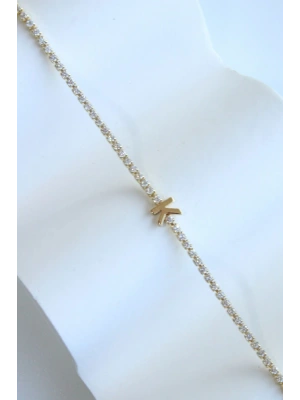 İthal Seri K Harfi Su Yolu Kadın Çelik Bileklik Kararmaz Renk Atmaz