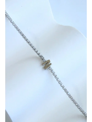 İthal Seri N Harfi Su Yolu Kadın Çelik Bileklik Kararmaz Renk Atmaz